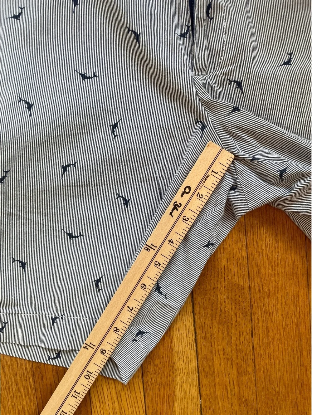 Banana Republic Men's Blue White Striped Marlin Cotton Shorts Nautical Size 33